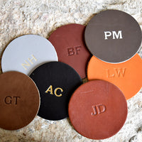 Personalized Leather Circle Coasters - Set of 4