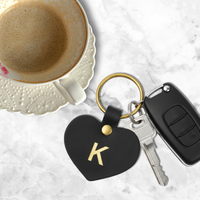 Personalized Leather Heart Keychain