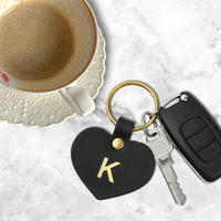 Personalized Leather Heart Keychain