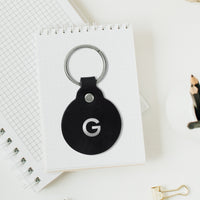 Personalized Leather Circle Key Fob
