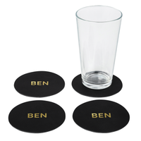 Personalized Leather Circle Coasters - Set of 4