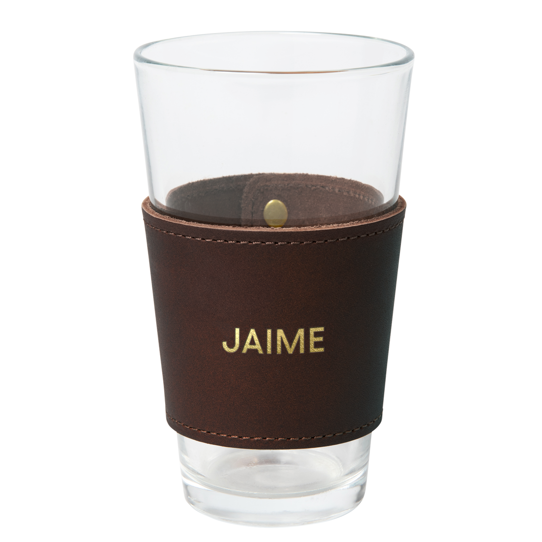 Personalized Leather Pint Glass Sleeve