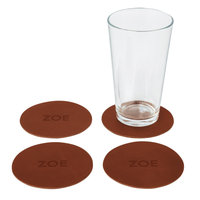 Personalized Leather Circle Coasters - Set of 4