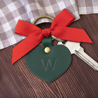 Personalized Leather Heart Keychain
