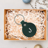 Personalized Leather Circle Key Fob