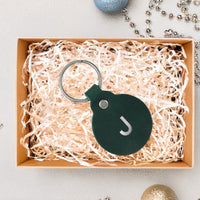 Personalized Leather Circle Key Fob