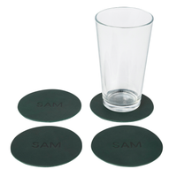 Personalized Leather Circle Coasters - Set of 4