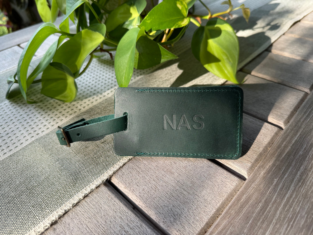 Personalized Sewn Leather Luggage Tag