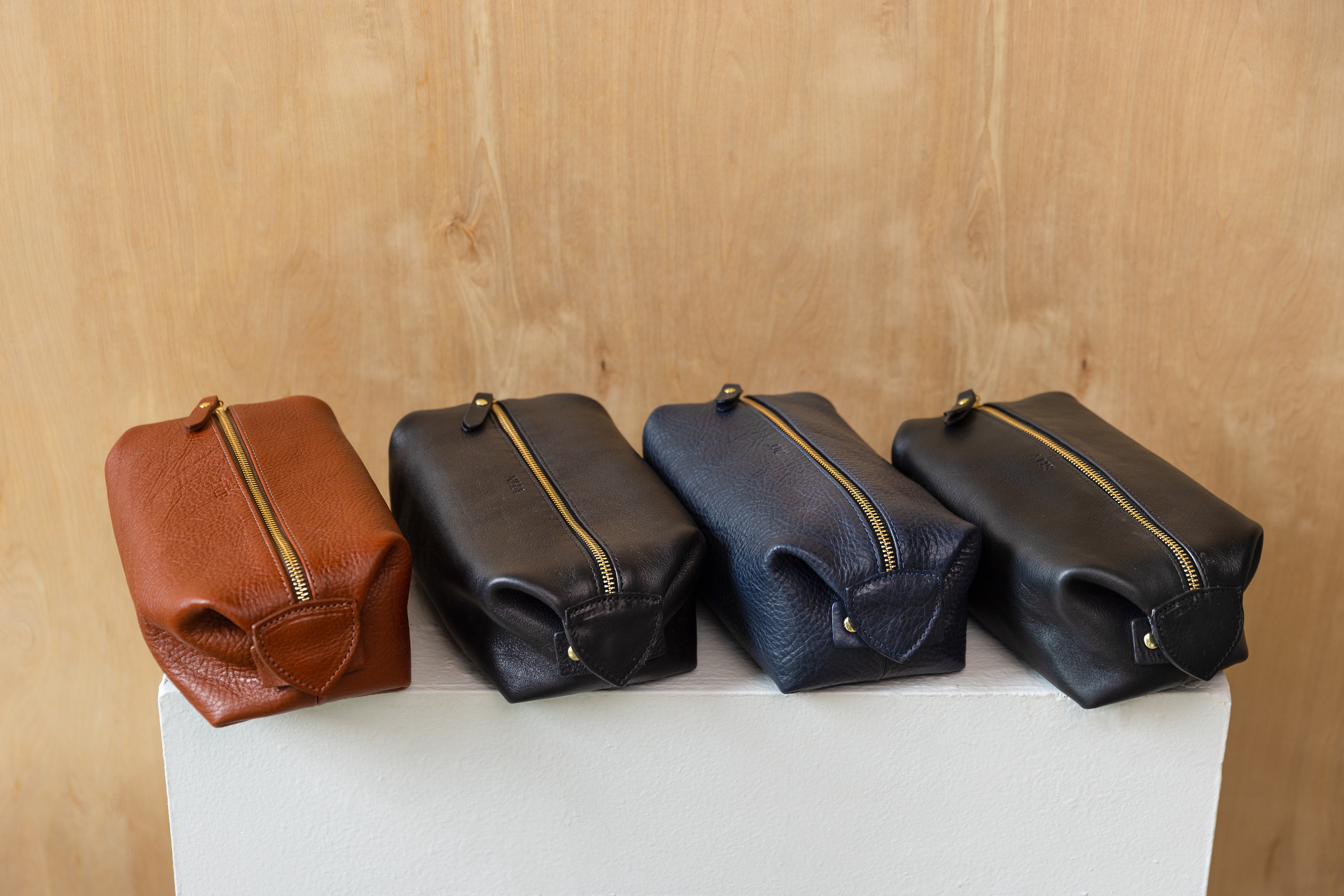  Leather Dopp Kit, Men's Chocolate Leather Travel Kit