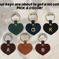 Personalized Leather Heart Keychain