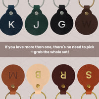 Personalized Leather Circle Key Fob