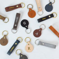 Personalized Leather Circle Key Fob