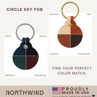 Personalized Leather Circle Key Fob