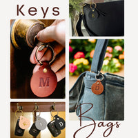 Personalized Leather Circle Key Fob