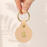 Personalized Leather Circle Key Fob
