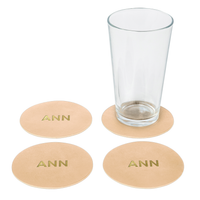 Personalized Leather Circle Coasters - Set of 4