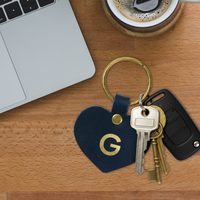 Personalized Leather Heart Keychain