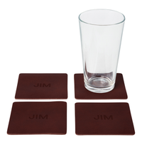 Personalized Leather Square Coasters - Set of 4