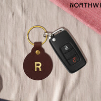 Personalized Leather Circle Key Fob