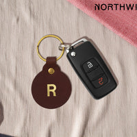 Personalized Leather Circle Key Fob