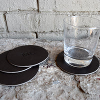 Personalized Leather Circle Coasters - Set of 4