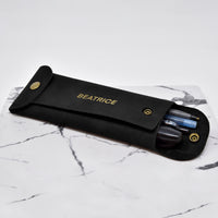Personalized leather pencil case in black