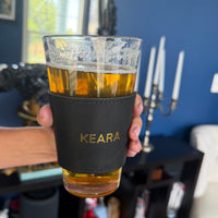 Personalized Leather Pint Glass Sleeve
