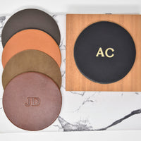 Personalized Leather Circle Coasters - Set of 4