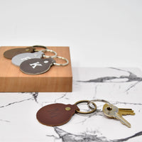 Personalized Leather Circle Key Fob