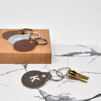 Personalized Leather Circle Key Fob