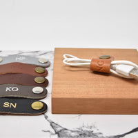 Personalized Leather Cord Keeper - SET OF 3