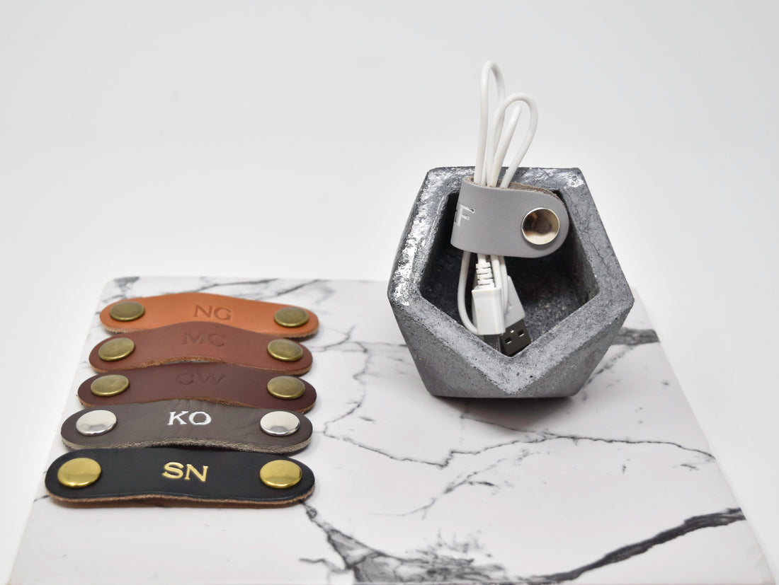 Personalized Leather Cord Keeper - SET OF 3