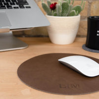 Personalized Round Leather Mouse Pad