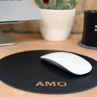 Personalized Round Leather Mouse Pad