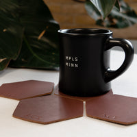Personalized Leather Hexagon Coasters - Set of 4