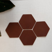 Personalized Leather Hexagon Coasters - Set of 4