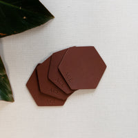 Personalized Leather Hexagon Coasters - Set of 4