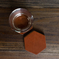 Personalized Leather Hexagon Coasters - Set of 4