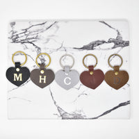 Personalized Leather Heart Keychain