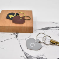 Personalized Leather Heart Keychain