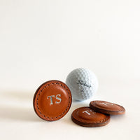 Custom golf ball markers Personalized leather golf markers Tan Custom golf ball markers custom engraved initials golf ball markers