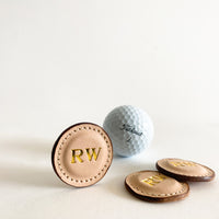 Custom golf ball markers Personalized leather golf markers Natural Custom golf ball markers custom engraved initials golf ball markers
