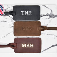 Personalized Sewn Leather Luggage Tag