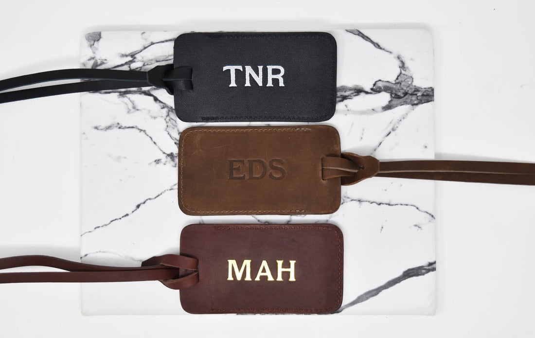 Personalized Sewn Leather Luggage Tag