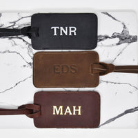 Personalized Sewn Leather Luggage Tag