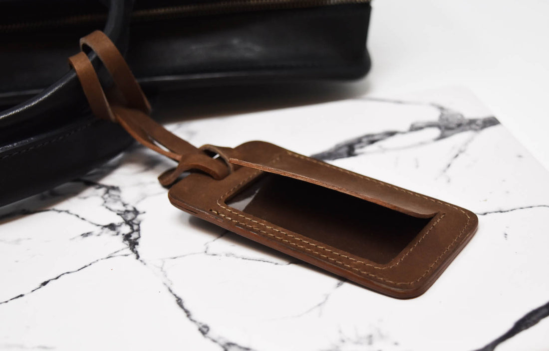 Personalized Sewn Leather Luggage Tag