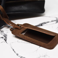 Personalized Sewn Leather Luggage Tag