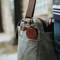 Personalized Leather Circle Key Fob