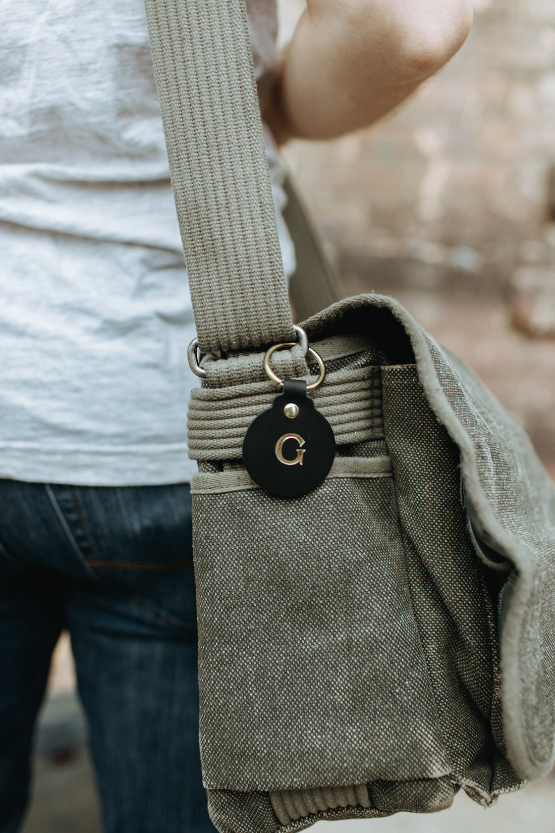 Personalized Leather Circle Key Fob