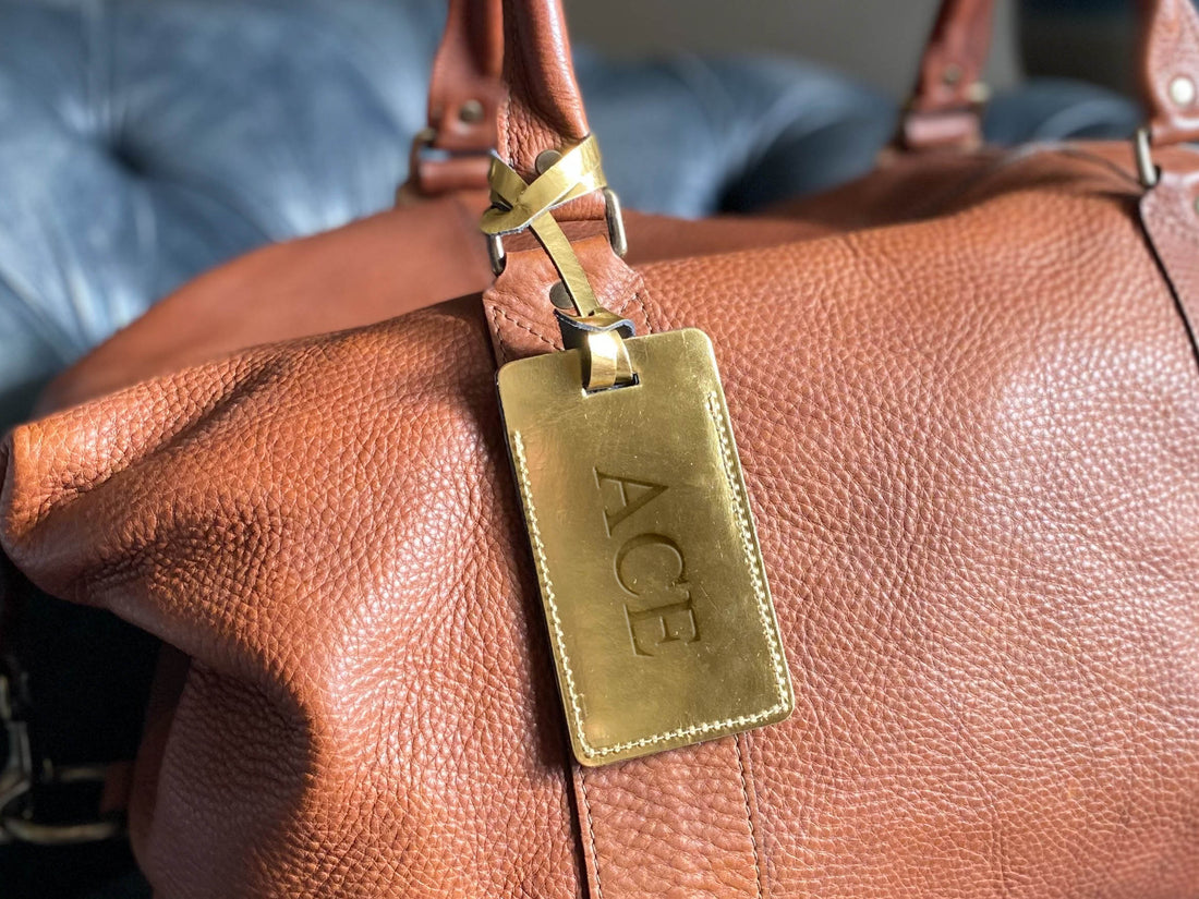 Personalized Sewn Leather Luggage Tag